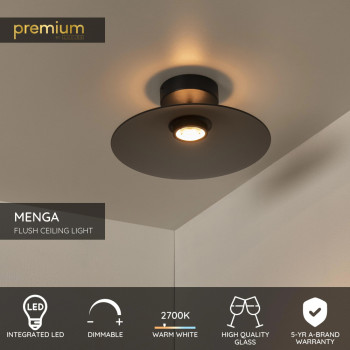 Lucide MENGA - stropní svítidlo - Ø 40 cm - LED - stmívatelné - 1x11W 2700K - Smoke Grey, LUCIDE, TRENDY svítidla