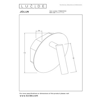 Lucide JOLIJN - Dobíjecí noční lampa / Nástěnné svítidlo - USB nabíjení - Ø 10,2 cm - LED - 1x2W 3000K - zlatá, LUCIDE, TRENDY svítidla