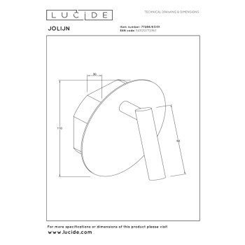 Lucide JOLIJN - Dobíjecí noční lampa / Nástěnné svítidlo - USB nabíjení - Ø 10,2 cm - LED - 1x2W 3000K - bílá, LUCIDE, TRENDY svítidla