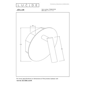 Lucide JOLIJN - Dobíjecí noční lampa / Nástěnné svítidlo - Baterie - Ø 10,2 cm - LED - 1x2W 3000K - Magnetické, LUCIDE, TRENDY svítidla