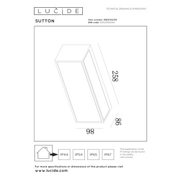 Lucide SUTTON - Nástěnné venkovní svítidlo - LED stmívatelné - 1x2W 2850K/3150K - IP54 - Senzor Den/Noc - Černá, LUCIDE, TRENDY svítidla
