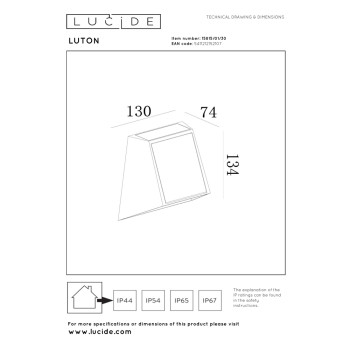 Lucide LUTON - Nástěnné svítidlo vnitřní/venkovní - LED stmívatelné - 1x1W - IP54 - Senzor Den/Noc - Černá, LUCIDE, TRENDY svítidla