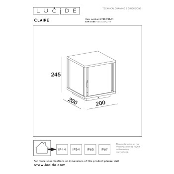 Lucide CLAIRE - nástěnné svítidlo - 1xE27 - IP54 - bílé, LUCIDE, TRENDY svítidla