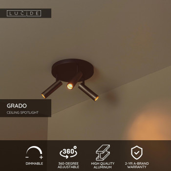 Lucide GRADO - stropní bodové svítidlo - Ø 25 cm - 3xGU10 - šedá, LUCIDE, TRENDY svítidla