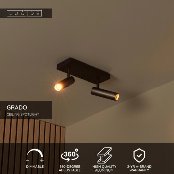 Lucide GRADO - stropní bodové svítidlo - 2xGU10 - šedá, LUCIDE, TRENDY svítidla