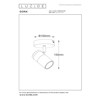 Lucide GORIK - bodové svítidlo / nástěnné svítidlo - 1xGU10 - černé, LUCIDE, TRENDY svítidla