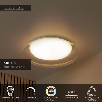 Lucide SKETES - stropní svítidlo - Ø 45,7 cm - LED stmívatelné - CCT - 1x24W 2700K/4000K - průhledná, LUCIDE, TRENDY svítidla