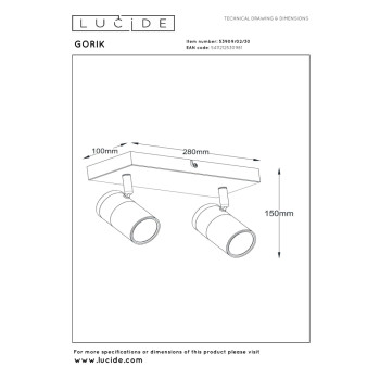 Lucide GORIK - stropní bodové svítidlo - 2xGU10 - černé, LUCIDE, TRENDY svítidla