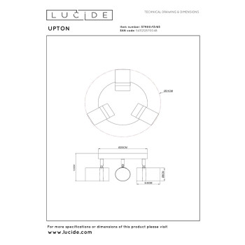 Lucide UPTON - stropní bodové svítidlo - 3xGU10 - šedá, LUCIDE, TRENDY svítidla
