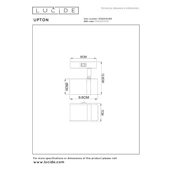 Lucide UPTON - nástěnné svítidlo - 1xGU10 - šedá, LUCIDE, TRENDY svítidla
