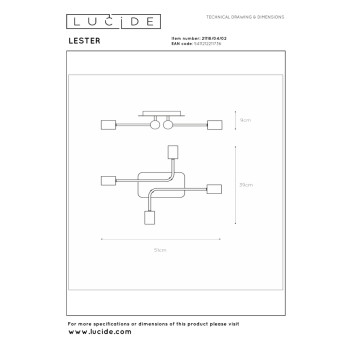 Lucide LESTER - stropní svítidlo - 4xE27 - zlatá/mosazná, LUCIDE, TRENDY svítidla