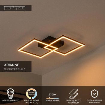 Lucide ARIANNE - stropní svítidlo - LED - 1x23W 2700K/4000K - černé, LUCIDE, TRENDY svítidla