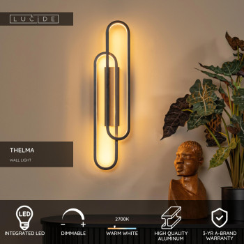 Lucide THELMA - nástěnné svítidlo - LED stmívatelné - 1x35W 2700K - černé, LUCIDE, TRENDY svítidla