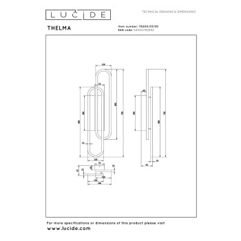 Lucide THELMA - nástěnné svítidlo - LED stmívatelné - 1x35W 2700K - černé, LUCIDE, TRENDY svítidla
