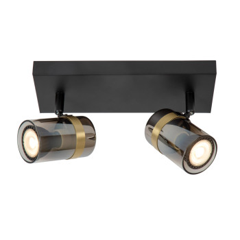 Lucide UPTON - stropní bodové svítidlo - 2xGU10 - černá / kouřově šedá, LUCIDE, TRENDY svítidla