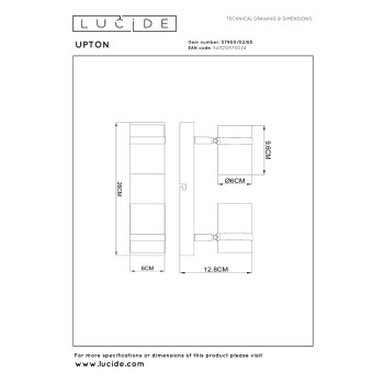Lucide UPTON - stropní bodové svítidlo - 2xGU10 - černá / kouřově šedá, LUCIDE, TRENDY svítidla