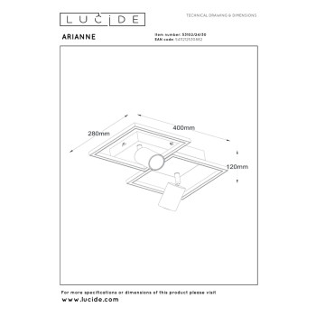 Lucide ARIANNE - stropní svítidlo - LED - 2xGU10 - černé, LUCIDE, TRENDY svítidla
