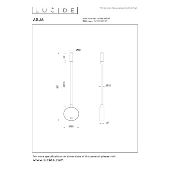 Lucide Premium ASJA - dobíjecí nástěnná lampička - baterie - LED 3 kroky stmívání - 1x3W 2700K - šedá, LUCIDE, TRENDY svítidla