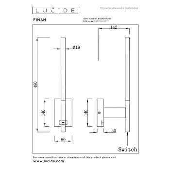 Lucide FINAN - nástěnné svítidlo - LED - 1x6W 2700K - USB nabíječka - černé, LUCIDE, TRENDY svítidla