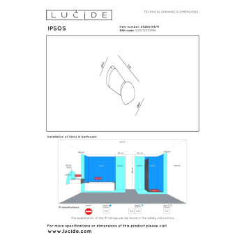 Lucide IPSOS - nástěnné koupelnové svítidlo - LED - 1x6W 2700K - IP54 - Chrom, LUCIDE, TRENDY svítidla